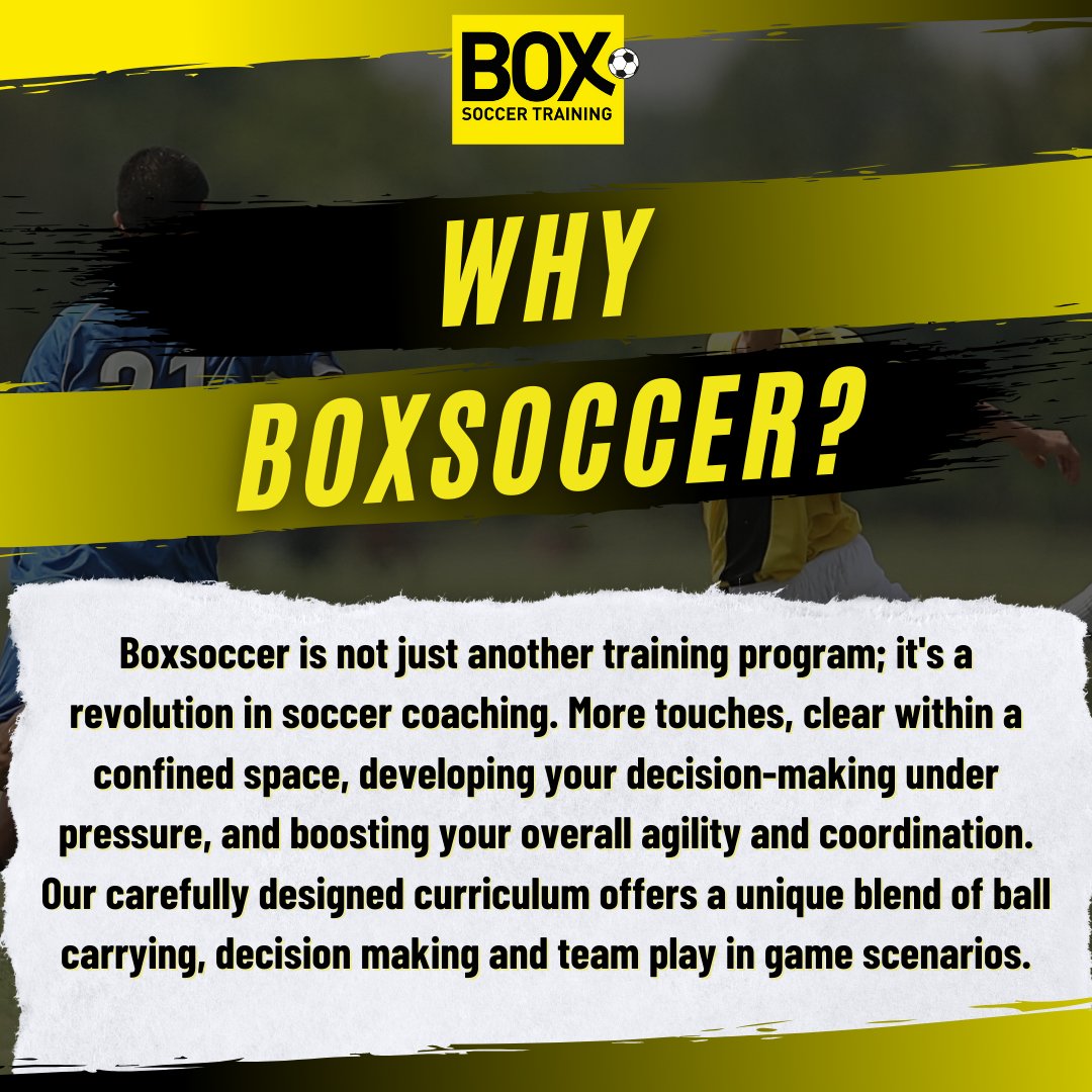 BoxSoccerUK's tweet image. Enhance your football skills with Boxsoccer! 

Our unique curriculum sharpens your abilities in tight spaces, fosters teamwork, and boosts your game-day confidence. 
Join us now and elevate your football journey! ⚽✨

 #Boxsoccer #FootballTransformation #agilityboost 
 #football