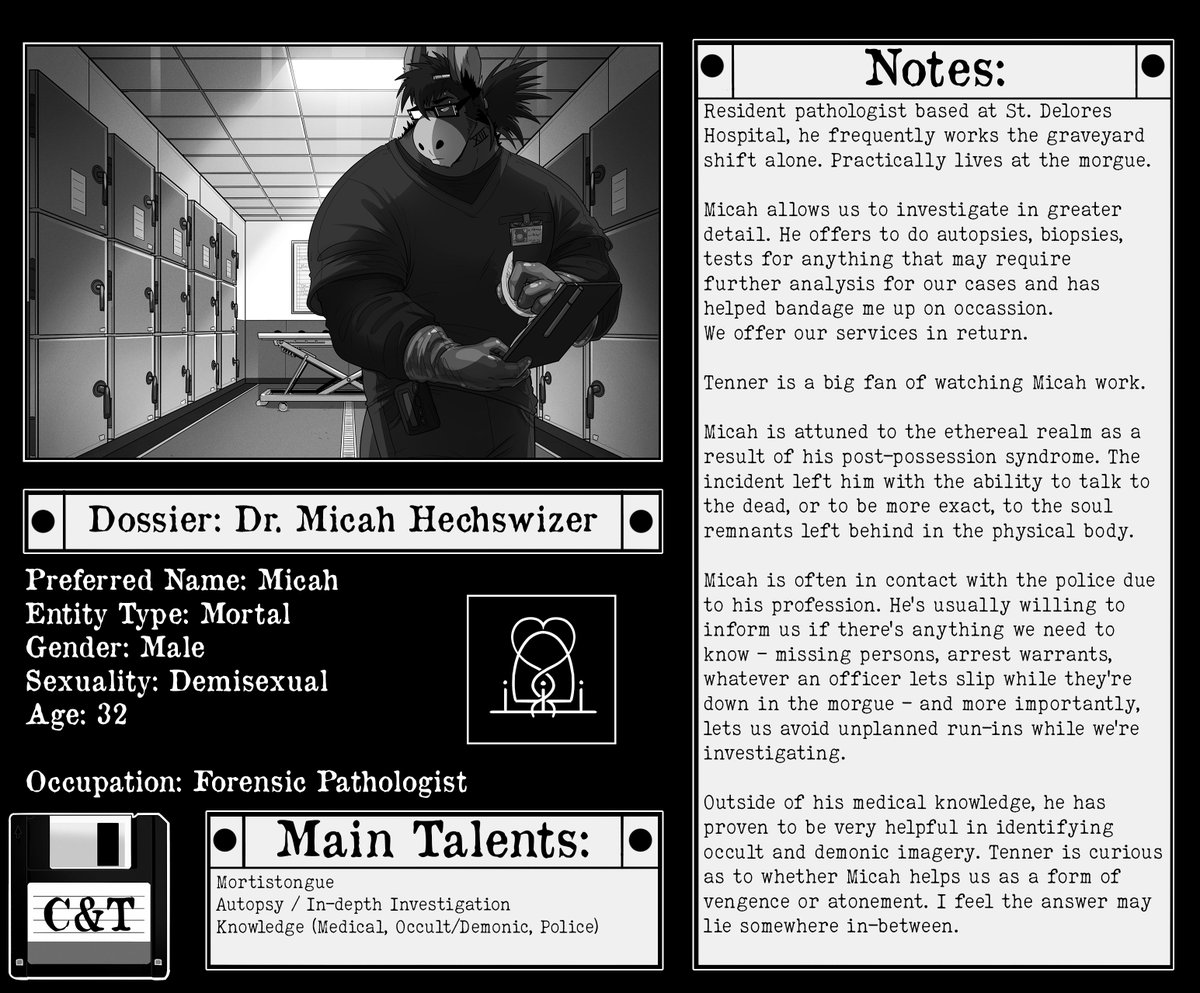 CandTComic's tweet photo. Characters Cartwright and Tenner know can be brought in to aid the investigation in some manner. Let’s get aquainted with these characters. 

Contact Dossier: Micah

A familiar face to the audience. https://t.co/ZjUJOj1vtf