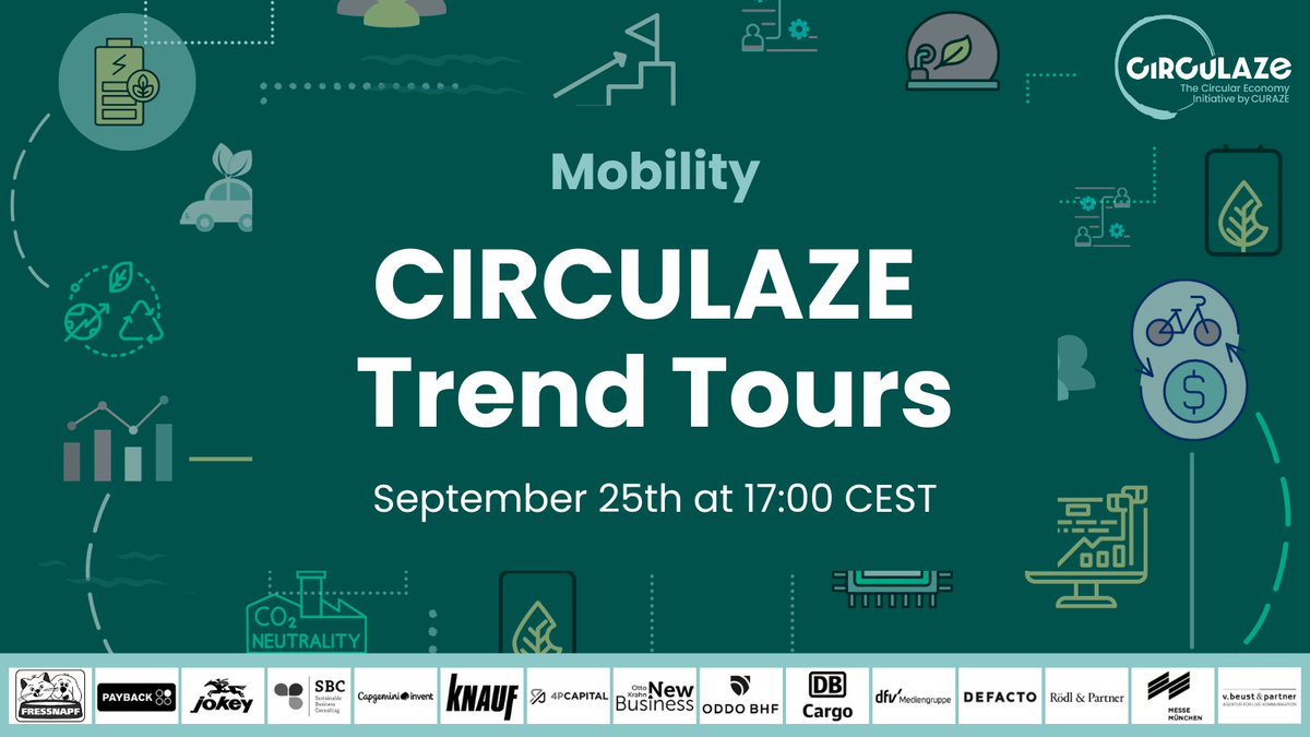 💥DATE CHANGE!

🚀Starting Monday September 25th, the CIRCULAZE Virtual Trend Tours are back!

Registration is now open! Be sure to secure a spot: us02web.zoom.us/webinar/regist…

*Please note you must register via Zoom to receive the link to participate.

#circulaze #circulareconomy