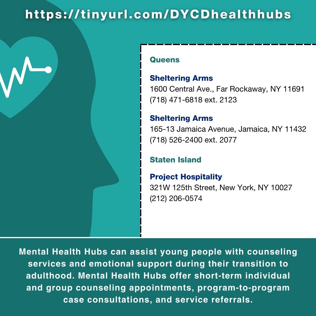 NYCYouth's tweet photo. We want you to know you are not alone. New York City provides free services all year round to support your mental and physical health. Find Health Hubs in each borough.
#nycsupport #nycyouth #mentalhealth #youarenotalone https://t.co/mC7iH6T3ks