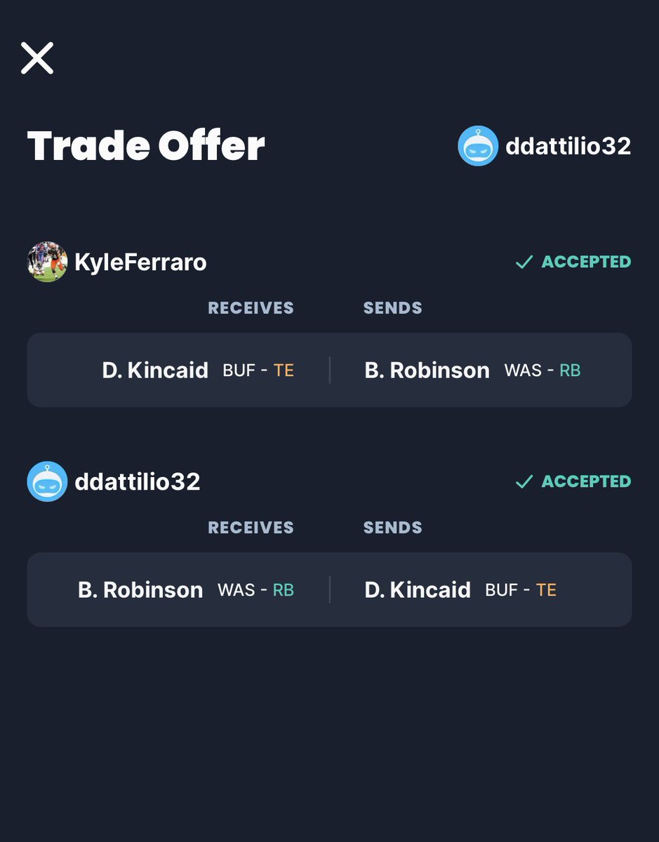 NatVagLeague's tweet photo. 🚨TRADE 🚨 @KyleFerraro70 and @dattiliodoug get a deal done that helps both teams. https://t.co/ZFPrGTC4St