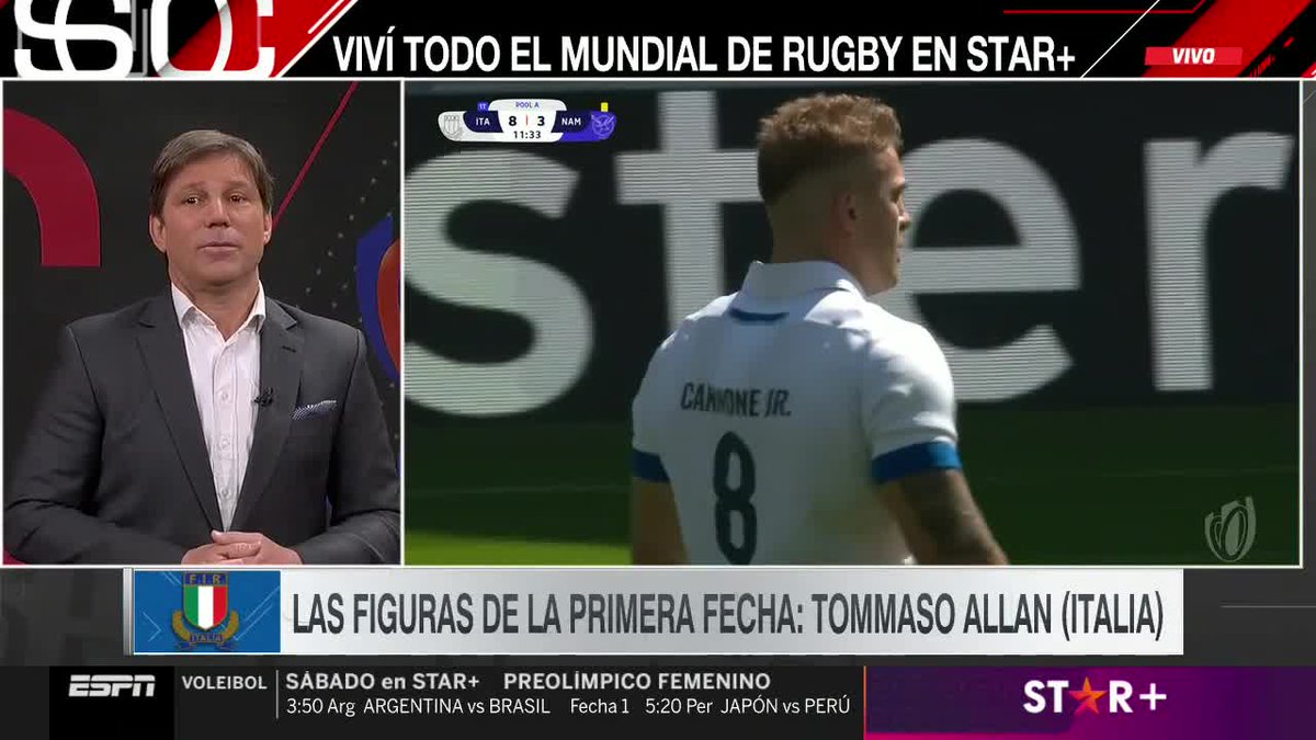 #AHORA - En #SportsCenter, <a href="/Edu_Simone/">Eduardo Simone</a> analiza la segunda fecha que se viene en el Mundial de Rugby.

⭐ Mirá los 48 partidos de la #RWC2023 en #StarPlusLA