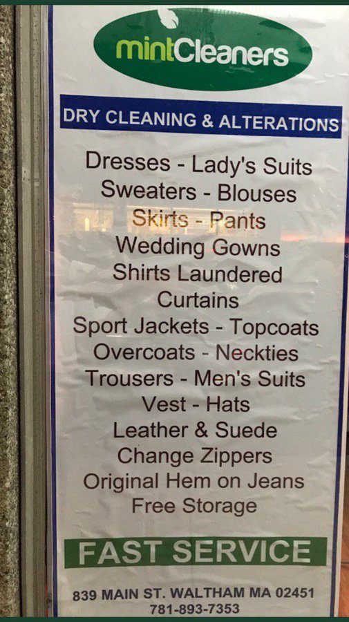 Mint Dry Cleaners tweet media