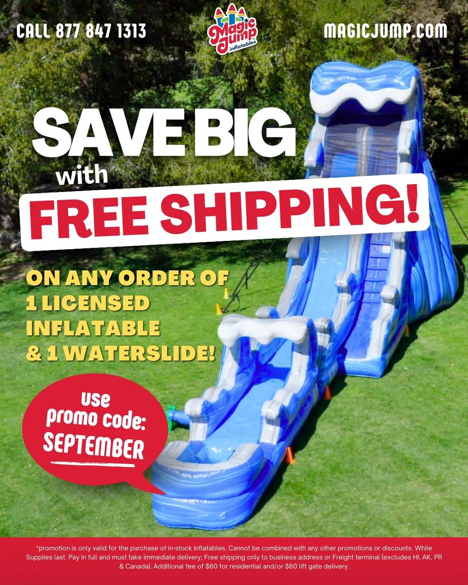 MagicJump's tweet image. Big Slides, Bigger Savings. While Supplies Last.
#inflatables #waterslides #bouncehouse