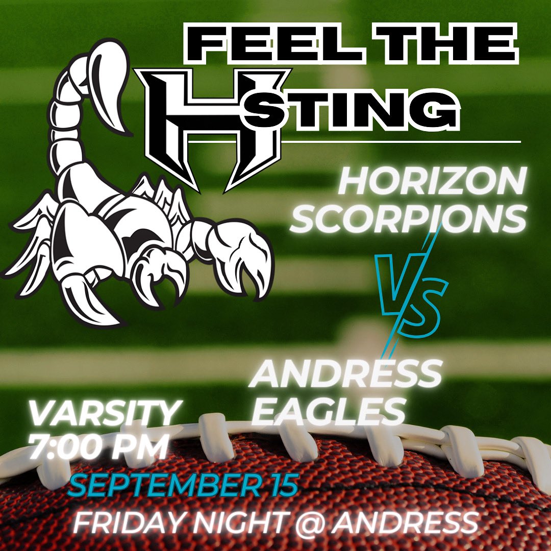 🦂FEEL THE STING 🦂 
Varsity Scorpions play Friday!!!

#horizonscorpions #scorpionfootball #varsityfootball #clintfootball #elpasofootball #scorpionstrong #feelthesting🦂