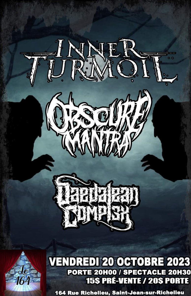 InnerTurmoilMtl's tweet photo. After our epic show from March, We're back in St-Jean !
https://t.co/zBM59WDsl0 https://t.co/U9l0Ntd8u7