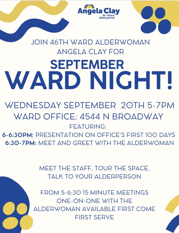 September ward night next week!