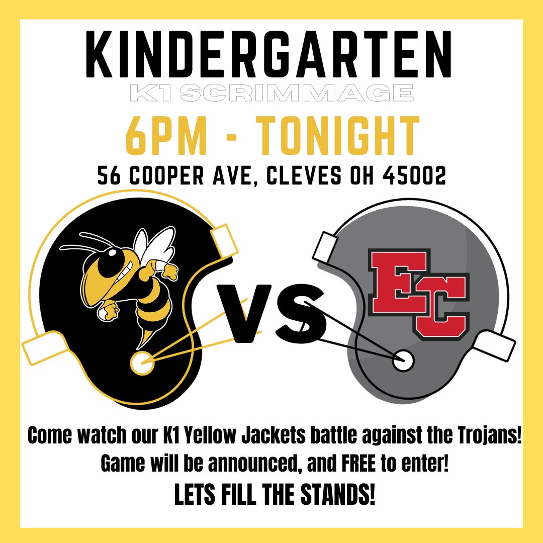 Come support our little guys tonight as they scrimmage EC @ Home!✨Free✨ entrance fee to show you’re proud to be a jacket 😉🐝