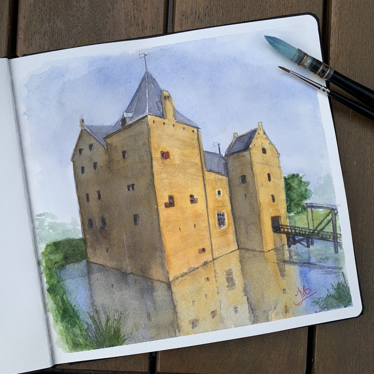 JanitaArt's tweet photo. Loevestein castle (Slot Loevestein) in watercolor
#hugodegroot #slotloevestein #castle #history #watercolor #watercolour #aquarel #paint #painting #art #artwork #watercolourpainting #watercoloursketch #watercolorpainting #artistoninstagram #malerei #akvarell https://t.co/ODw3hQFKtN