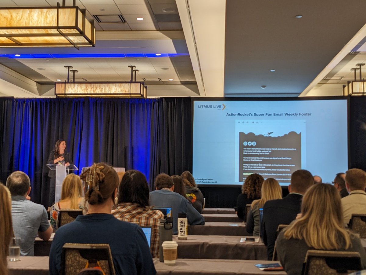 ActionRocket's tweet photo. #EmailWeekly featured in @emilyryantweets presentation on Email footers at #LitmusLive2023!! 🤓

Sign up at https://t.co/gqx2Zp8PxV #EmailGeeks https://t.co/qOh9Km7zFY
