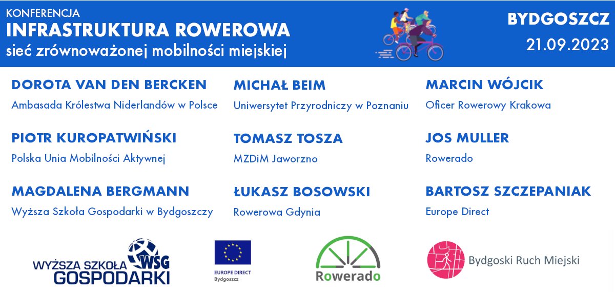 BdgRuchMiejski's tweet image. W przyszły czwartek zapraszamy na konferencję 🚲 do Bydgoszczy! 
Prelegenci: Dorota van den Bercken z Ambasady Królestwa Niderlandów, @oficerKRK @ToszaTomasz @MichalBeim @lukaszbosowski @Jos01091804. Piotr Kuropatwiński opowie o @rowerowyklimat.
Wstęp wolny. Szczegóły poniżej.
