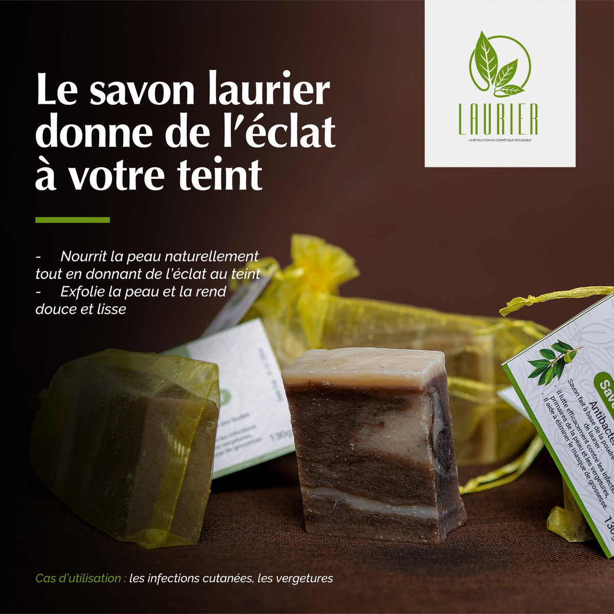 #TeamLaurierKin, avec son emballage attrayant, le savon laurier nourrit votre peau et donne de l’éclat à votre teint.
