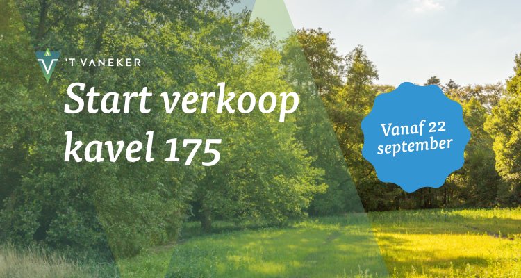 Op vrijdag 22 september start de verkoop van kavel 175. De kavel van ca. 1.028 m2 ligt centraal in ’t Vaneker en wordt omringd door een van de groene longen in het gebied, waardoor je op de kavel veel privacy hebt. Meer op: vaneker.nl/actueel/22-sep…