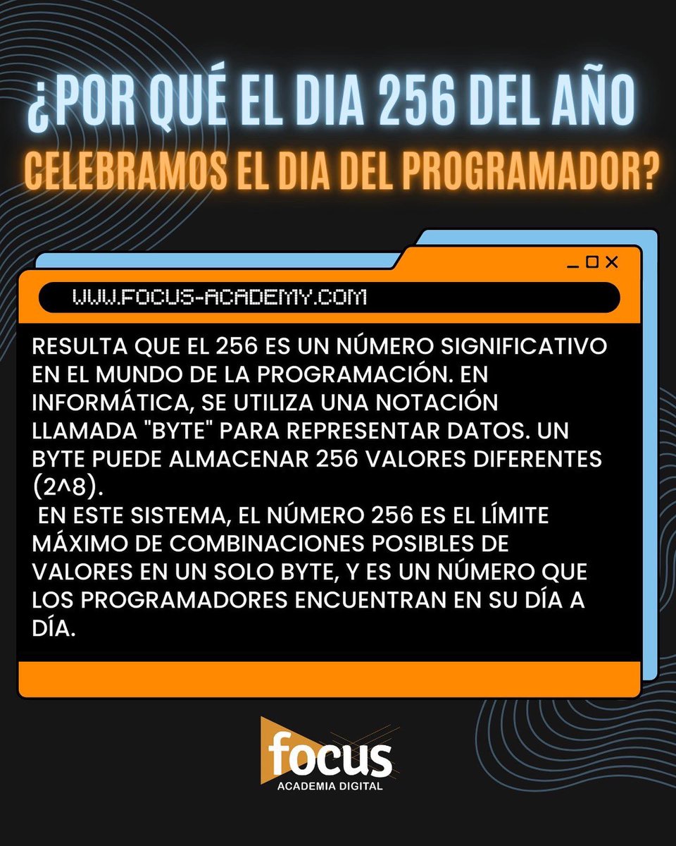Focus_arg's tweet photo. 🎉 Hoy celebramos a todos los apasionados de la programación y rendimos homenaje a su creatividad y habilidades excepcionales. Pero, ¿alguna vez te preguntaste por qué el 256º día del año es el elegido para esto?🤔 acá te lo explicamos.👇👇 https://t.co/FDwA9WIRDW