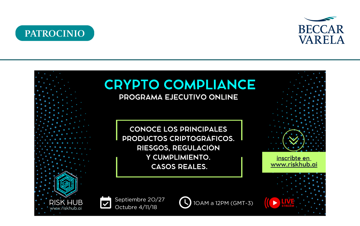 BeccarVarelaOk's tweet photo. Somos sponsors del programa ejecutivo online "Crypto Compliance" de @RiskHub_ai , una serie de cinco encuentros virtuales donde expertos en compliance, anti-money laundering y virtual assets compartirán su experiencia. 
Más información: https://t.co/8D3OQo8cPj https://t.co/MLvIUJ52It