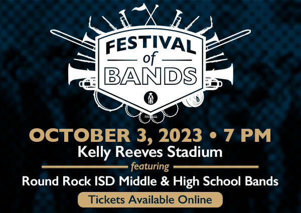 Round Rock ISD's Festival of Bands is coming up soon! 
Adults - $8
Students - $6
Band Family Tickets - $5 - password protected/limit 3/password will be shared through parent email.
Get Tickets Here: finearts.roundrockisd.org/box-office/
<a href="/rrisdfinearts/">Round Rock ISD Fine Arts</a> <a href="/RoundRockISD/">Round Rock ISD</a> <a href="/PearsonRanchMS/">Pearson Ranch MS</a>