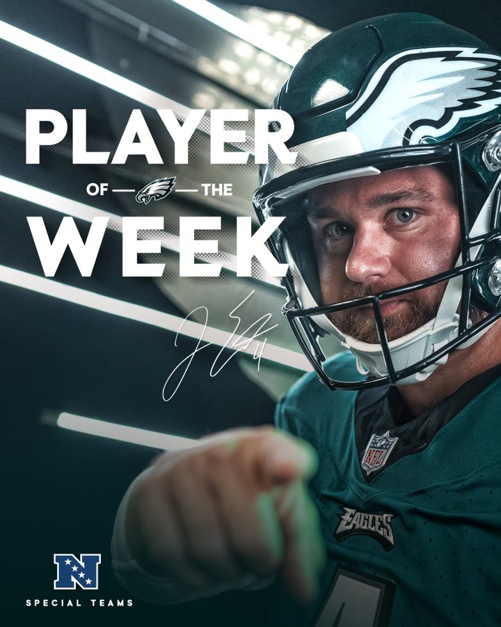 Congrats to Jake Elliott on being named the NFC Special Teams Player of the Week from week 1. Jake was 4/4 on field goals with makes from 32, 56, 48, and 51 yards out, and finished with 13 total points.
