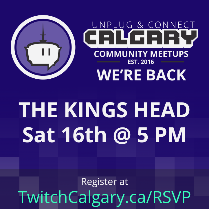 This Saturday we get together for the first time in over 3 years!
Join us for a chill meet-up!

RSVP for a chance to win 

#Twitch #yyc #Calgary