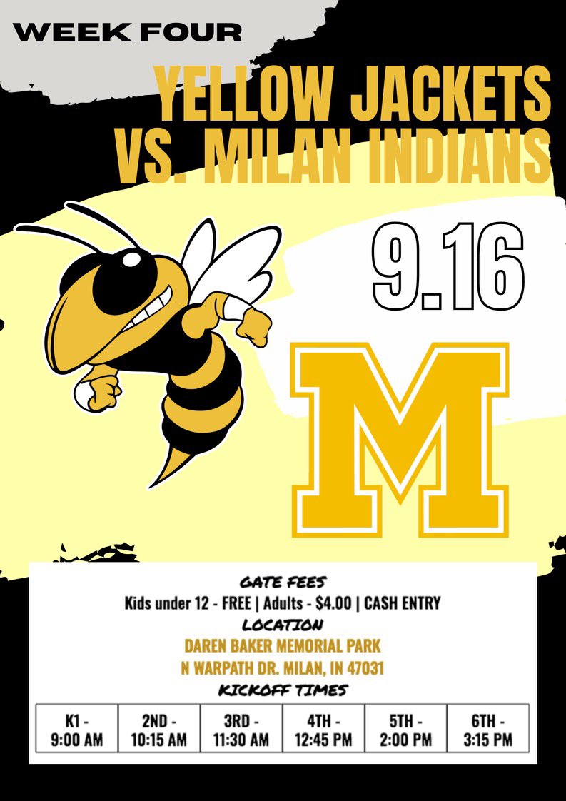 Our swarm of Jackets will be heading to Milan this Saturday! Come cheer them on as they battle for the W against the Indians. Address is posted (*NOT at the school), bringing a chair is suggested😉