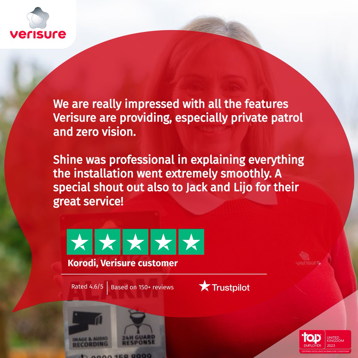 VerisureIreland's tweet photo. Your feedback helps us continuously improve and provide the best in home security. Thank you for being part of the Verisure family! 📷

#Verisure #CustomerFeedback #TrustpilotReviews https://t.co/QW98izzqd3