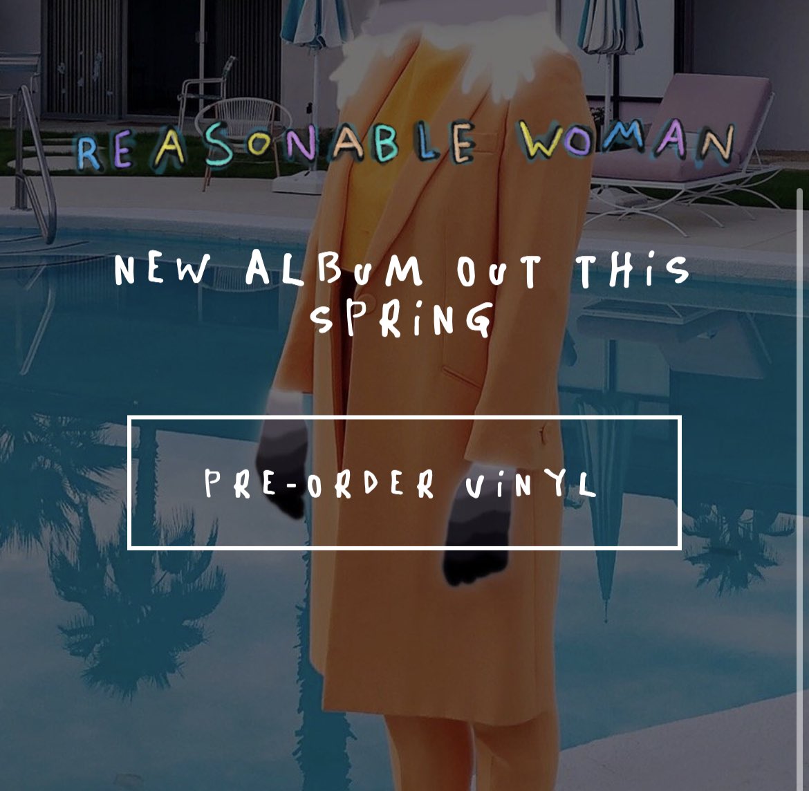 Cornflaques's tweet photo. Let’s gooo #ResonableWoman is out this spring!! 

Picture via @Sia’s official website https://t.co/teeHPYGh5k
