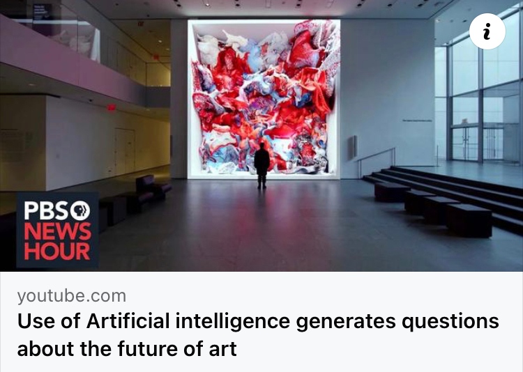 With all the recent talk about A.I., interesting to think about its impact on the art world and museums...

youtube.com/watch?v=2HYemj…
