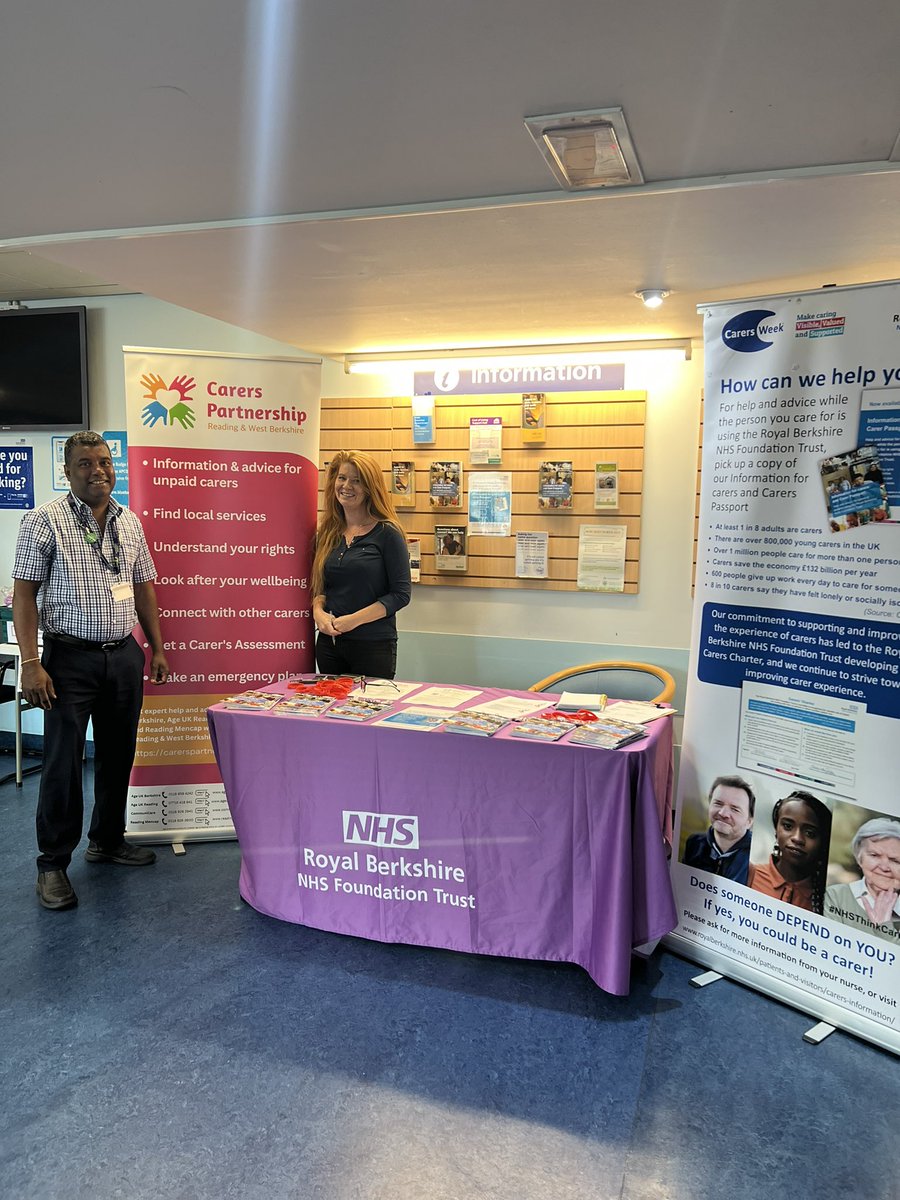 Delighted to have hosted our very first #CarersPartnership stand @RBNHSFT today! 

Information & advice for #carers, staff & patients to raise awareness & offer support. 

They will be here one day every week to help identify & support carers visiting @RBNHSFT 

#NHSThinkCarer