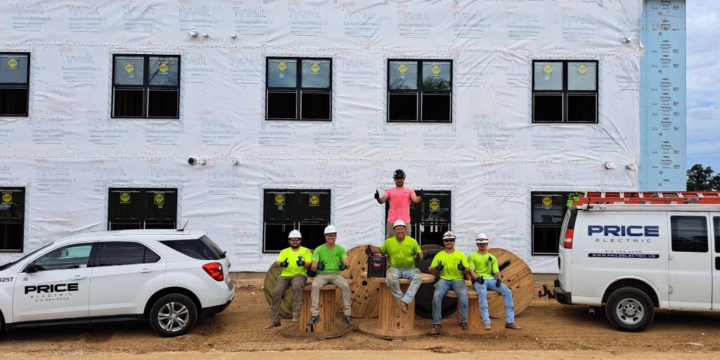 The Price Electric team pulled over 7000 feet of SER feeder cable during the hottest summer days at the Tulip Tree Apartments Project. Tulip Trees is a multi-plex with 40 apartments, helping to provide affordable housing for seniors. 
#AffordableHousing #SeniorsHousing