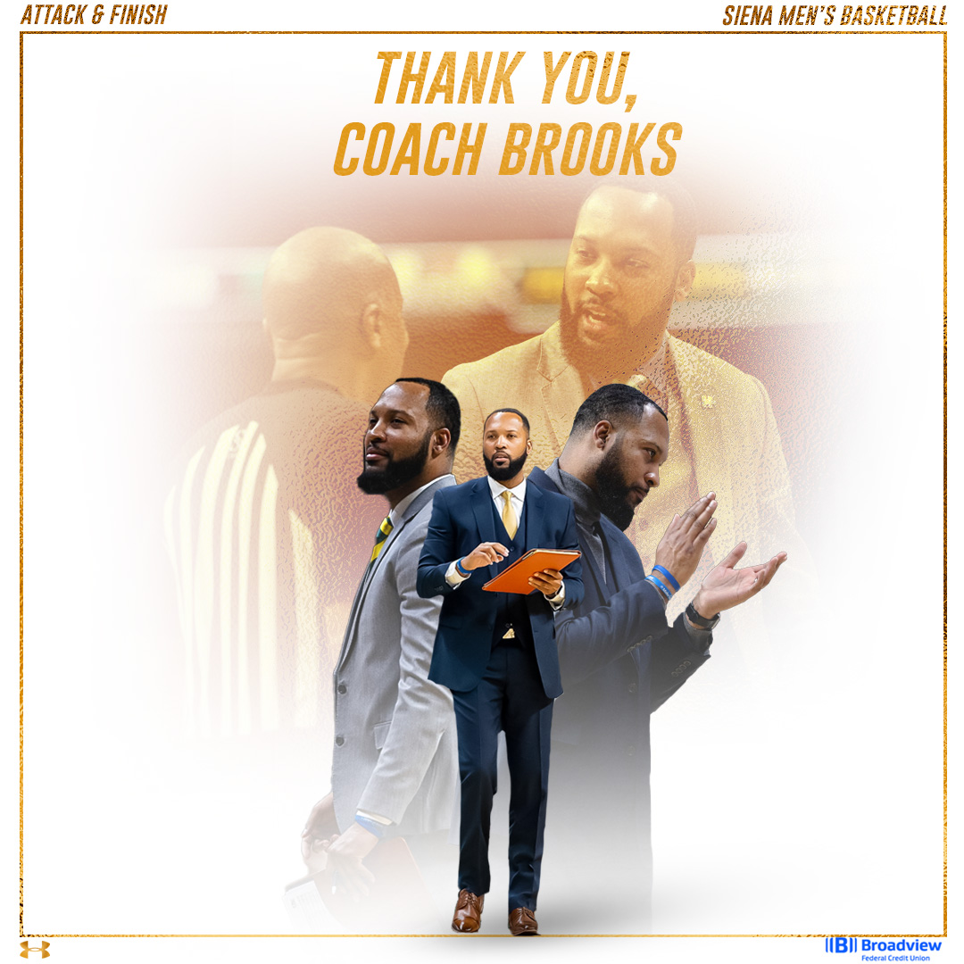 THANK YOU @Coach_BrooksD 👏 We appreciate your hard work and dedication to Siena Men's Basketball, and look forward to following your coaching trajectory We wish you and your family well as you begin this new chapter back at your alma mater #MarchOn x #OnceASaintAlwaysASaint