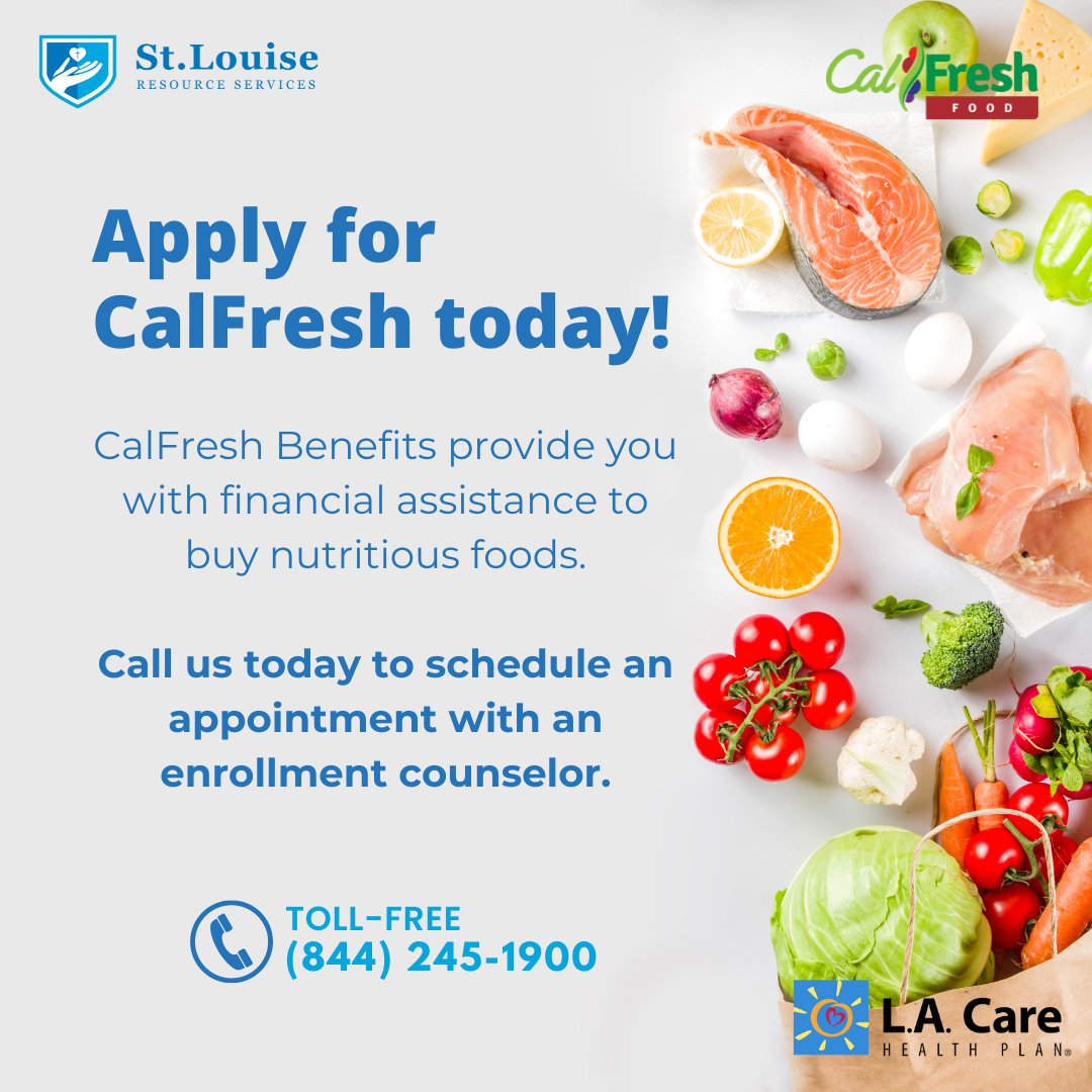 🌱 Boost your food budget! CalFresh benefits offer affordable access to fresh, nutritious meals. Contact us at 844-245-1900 to apply and thrive! 💪🍏

#FoodAssistance #HealthyEating #BudgetFriendly #StLouiseResourceServices #CalFresh