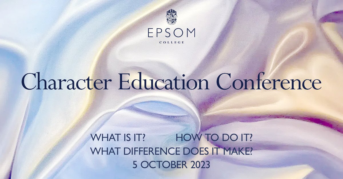 Aristotle said, “Educating the mind without educating the heart is no education at all.” He'll be glad: I agree. On 5 October, I am hosting a conference - with experts - to celebrate and explore Character Education. Join me: epsomcollege.bookinglive.com/book/add/p/84