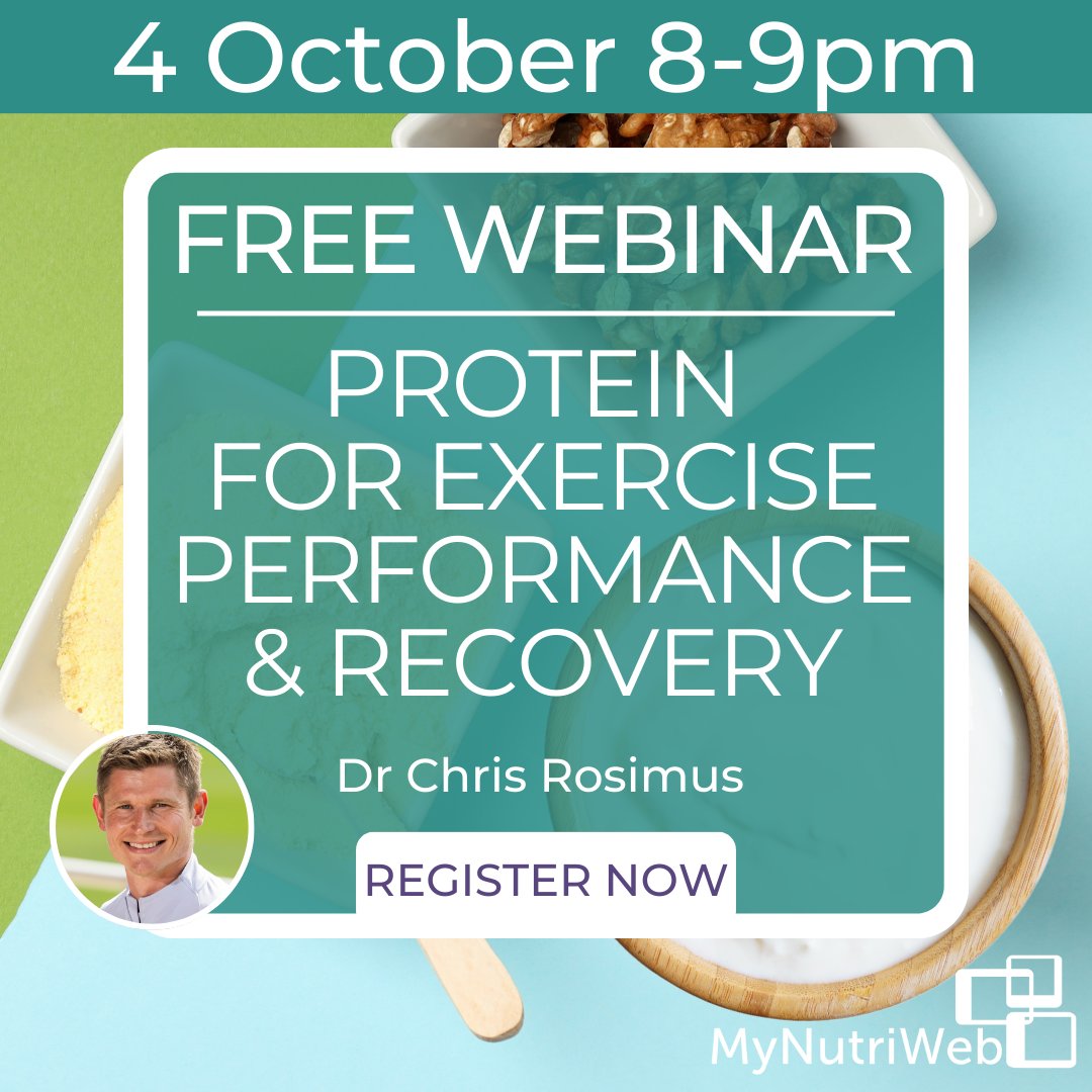 MyNutriWeb's tweet photo. WEBINAR: 4 October, 8-9pm, Protein: for exercise performance &amp; recovery
⁣
Dr Christopher Rosimus will unpick the latest scientific evidence on the role of protein on performance &amp; recovery. Registered Nutritionist Rob Hobson also joins as chair.
#ScienceOfProtein #MyNutriWeb https://t.co/X5S4iPkTFb