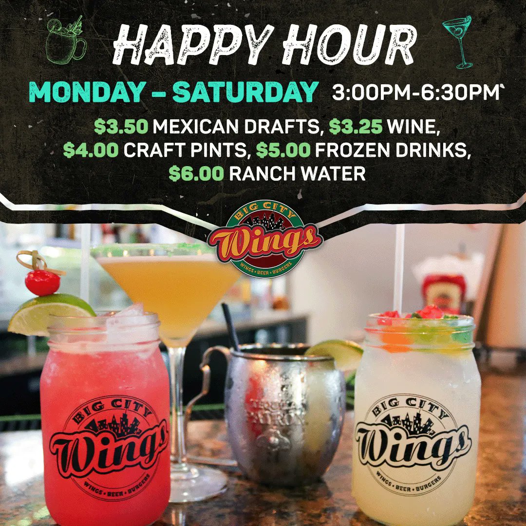 Tag a friend who owes you a drink🍹 #BigCityWings #HoustonsWingJoint #houstonhappyhour #happyhourspecials