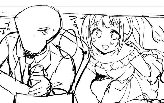 これは疲れてるPを見て応援チャンスを得た智香ちゃんのコマのラフ 