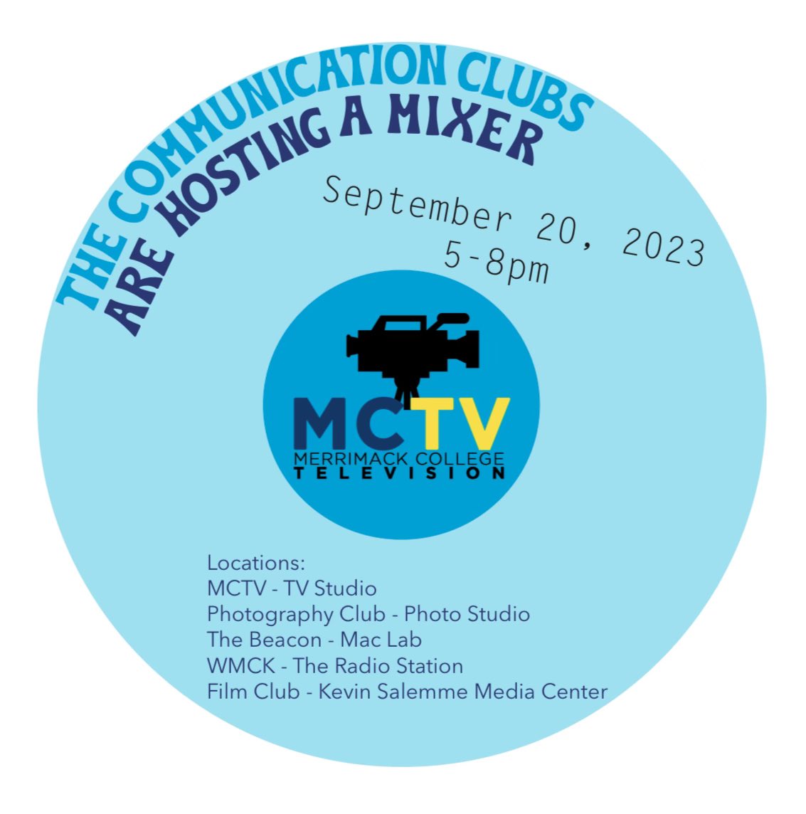 Next week on Wednesday, September 20th the Communication Clubs will be hosting a mixer on the second floor of Cushing Hall where you can see how each club runs and operates. This is a great chance to hang out with friends and meet new people. We hope to see you there!!!