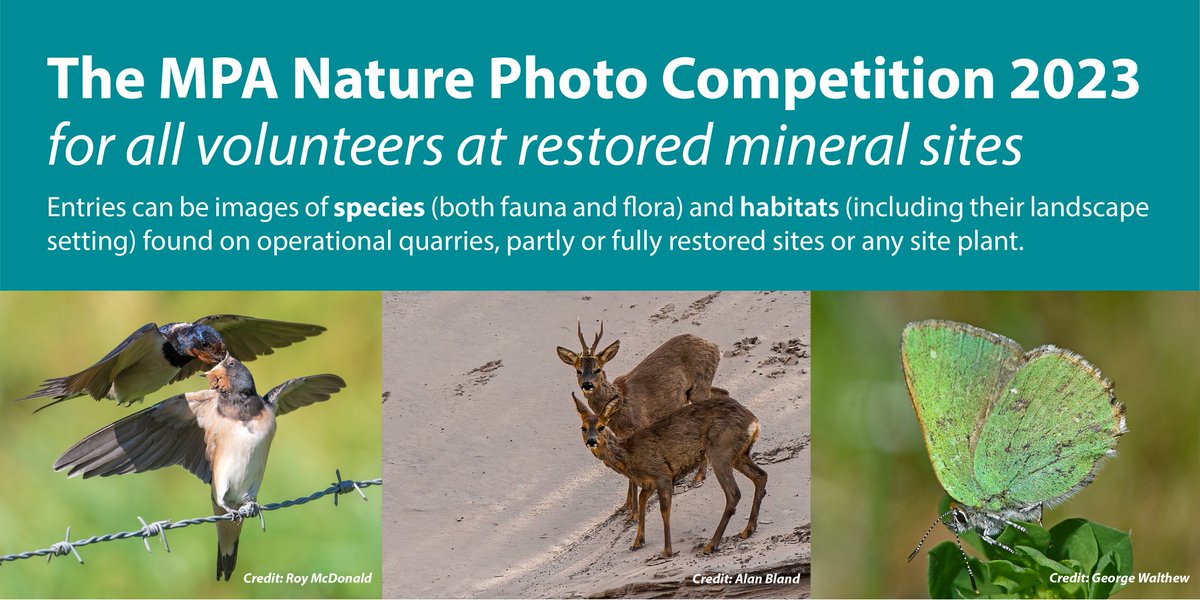 Last chance to enter our MPA Nature Photo #Competition 2023! | Deadline: 14 Sep 2023 #Volunteers enter your photos of flora and fauna on your operational #quarries, partly or fully restored sites or any site plant. Details on how to enter: bit.ly/3qxmj6C #NatureReserve