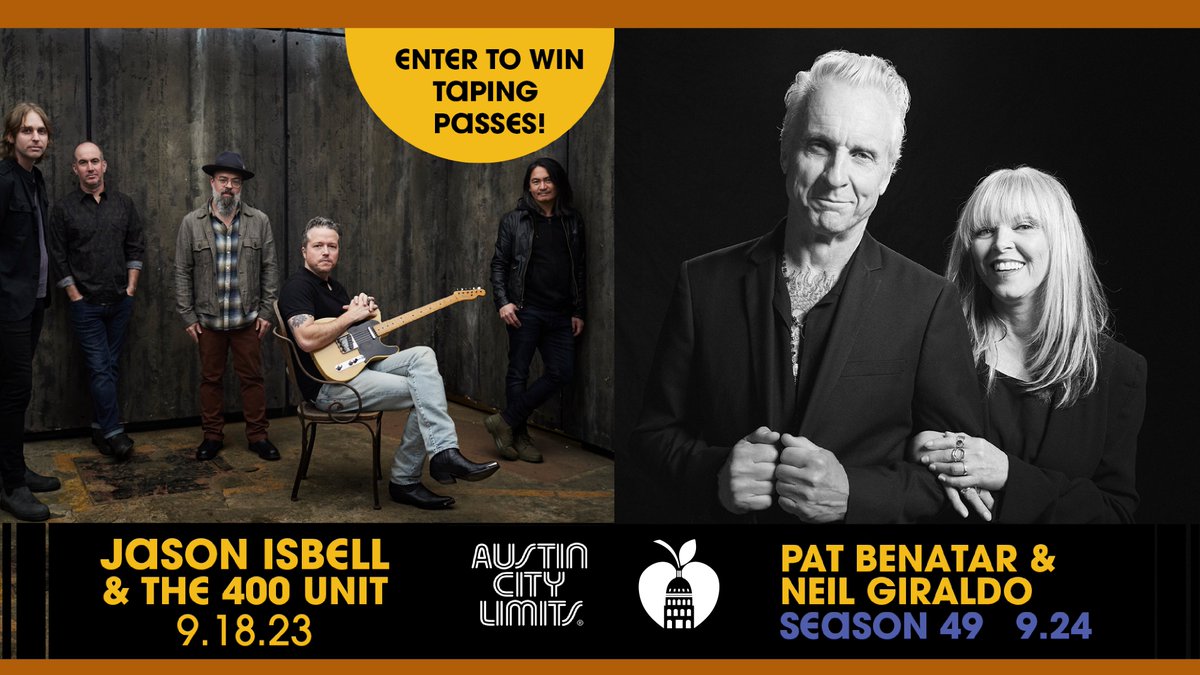 Ready to rock out w/ Jason Isbell on 9/18 OR Pat Benatar &amp; Neil Giraldo on 9/24 LIVE at ACL Moody Theater? We've got some exclusive tickets up for grabs! Click on the link to enter &amp; we will randomly select a few lucky winners! Go to forms.gle/zmLVUzNdBBhtBG… to submit! Good Luck!