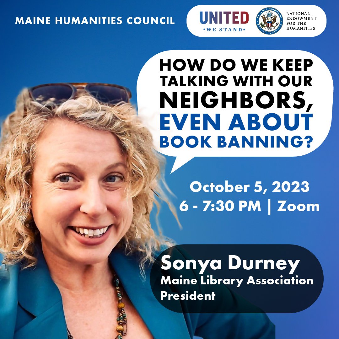 Maine Humanities (@mainehumanities) on Twitter photo ntroducing our first panelist, Sonya Durney, President of the <a href="/MaineLibAssoc/">Maine Library Association</a>! Sonya Durney (she/her) is a member of the <a href="/ALALibrary/">American Library Association</a> Policy Corp. She is the Scholarly Communication Research & Teaching Librarian at the <a href="/unetweets/">University of New England</a>. Join us October 5th! 🔗 in bio! ntroducing our first panelist, Sonya Durney, President of the <a href="/MaineLibAssoc/">Maine Library Association</a>! Sonya Durney (she/her) is a member of the <a href="/ALALibrary/">American Library Association</a> Policy Corp. She is the Scholarly Communication Research & Teaching Librarian at the <a href="/unetweets/">University of New England</a>. Join us October 5th! 🔗 in bio!