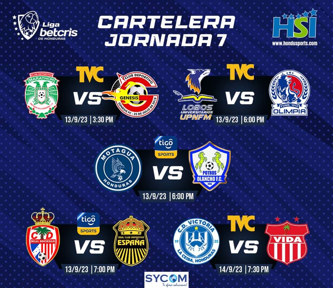 HonduSports_hn's tweet photo. ¡¡ENTRAMOS EN MODO LIGA NACIONAL!!

Hoy inicia la jornada 7 en la Liga Betcris de Honduras, aquí te mostramos los horarios y televisoras en donde podrás ver los partidos.

Patrocinado por: @sycomhn

#HSI #Honduras #Hondusports #LigaBetcrisHonduras https://t.co/3mjpScDoEf
