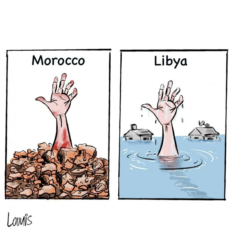 Cartoon: @louniscartoon

#MoroccoEathquake #Morocco #LibyaFlood #Libya