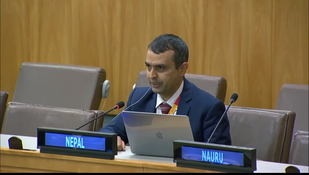 NepalUNNY's tweet photo. We thank the Member States for electing Nepal 🇳🇵 as the Vice- Chair of 
the Bureau of the Preparatory Committee of the third United Nations Conference on Landlocked Developing Countries.

Nepal remains committed to contributing constructively to the process. https://t.co/Hm6Jd3zfGC