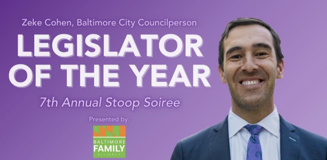 Zeke_Cohen's tweet photo. Honored to have been named Legislator of the Year by @BaltFamilies 

We were told that summer school couldn’t be open 5 days per week. So we created Field Trip Friday’s and over 700 kids visited a great Baltimore cultural institution. 

We were told that the pool at Patterson Park was closed and there was nothing we could do. So we built a splash pad with community so families could cool down.

We were told that our elders felt disrespected by City Government so we created a cabinet-level Office of Aging. 

If we want to keep families in Baltimore, we need to solve basic, quality of life problems. I am grateful to the Family Alliance for their advocacy and Mazel tov to my co-honoree @odetteramos