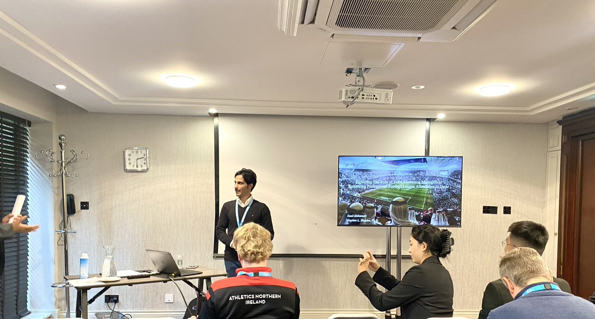 Saadalshamari6's tweet image. Had a great chance to present our study @sshapiro44 The role of team marketing managers in enhancing professional Football league attendance in Qatar at the #EASM conference
#EASM2023 #Qatar #QSL #Qnbfb @UofSC_HRSM @QUCED @QUResearch @QU_News @EASMBoard