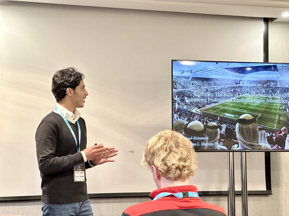 Saadalshamari6's tweet image. Had a great chance to present our study @sshapiro44 The role of team marketing managers in enhancing professional Football league attendance in Qatar at the #EASM conference
#EASM2023 #Qatar #QSL #Qnbfb @UofSC_HRSM @QUCED @QUResearch @QU_News @EASMBoard
