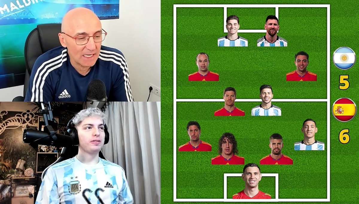 No sé a quién quieren engañar, pero el único que hubiera sido titular en la España campeona del mundo hubiera sido Messi. El resto de jugadores de Argentina no tendría posibilidad. Cómo vas a dejar fuera a Villa, Ramos, Casillas y Busquets por Julián, Nahuel,  Enzo y el Dibu? 😂
