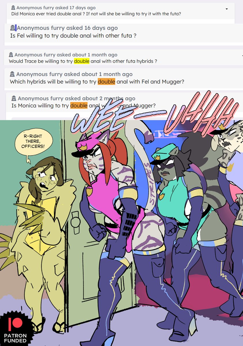 Call 69-11 for all your horny crime anonymous reports. Muscular catwomen officers will be there as soon as possible.