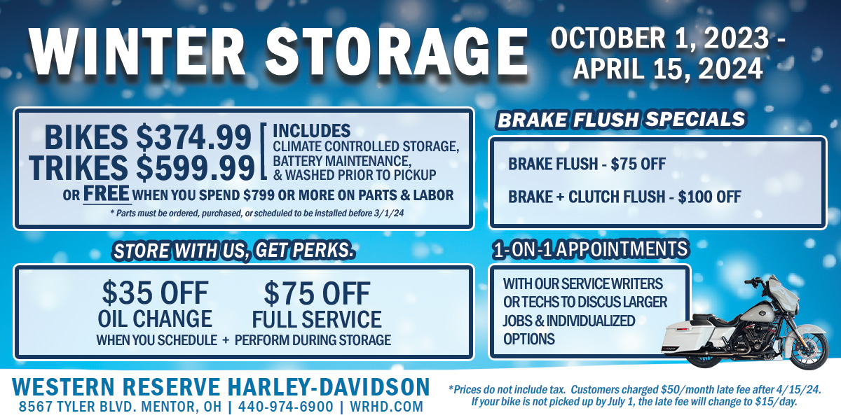 WRHD's tweet image. Winter is coming! ❄ Call us at 440-974-6900 x219 or x243 to reserve your motorcycle storage spot today. Spaces are limited, so don't wait!!