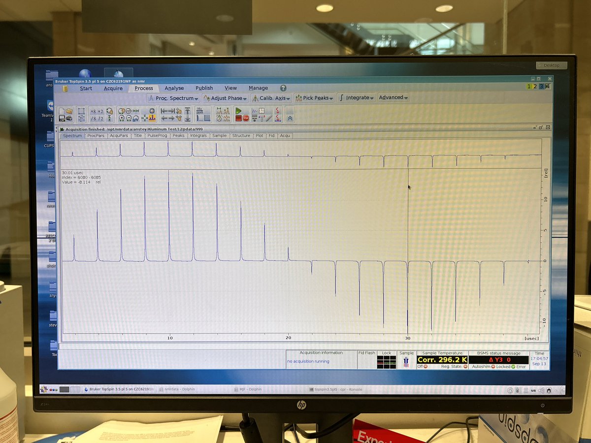Just calibrating the Al-27 90° pulse for some aluminum NMR I’m going to do tomorrow