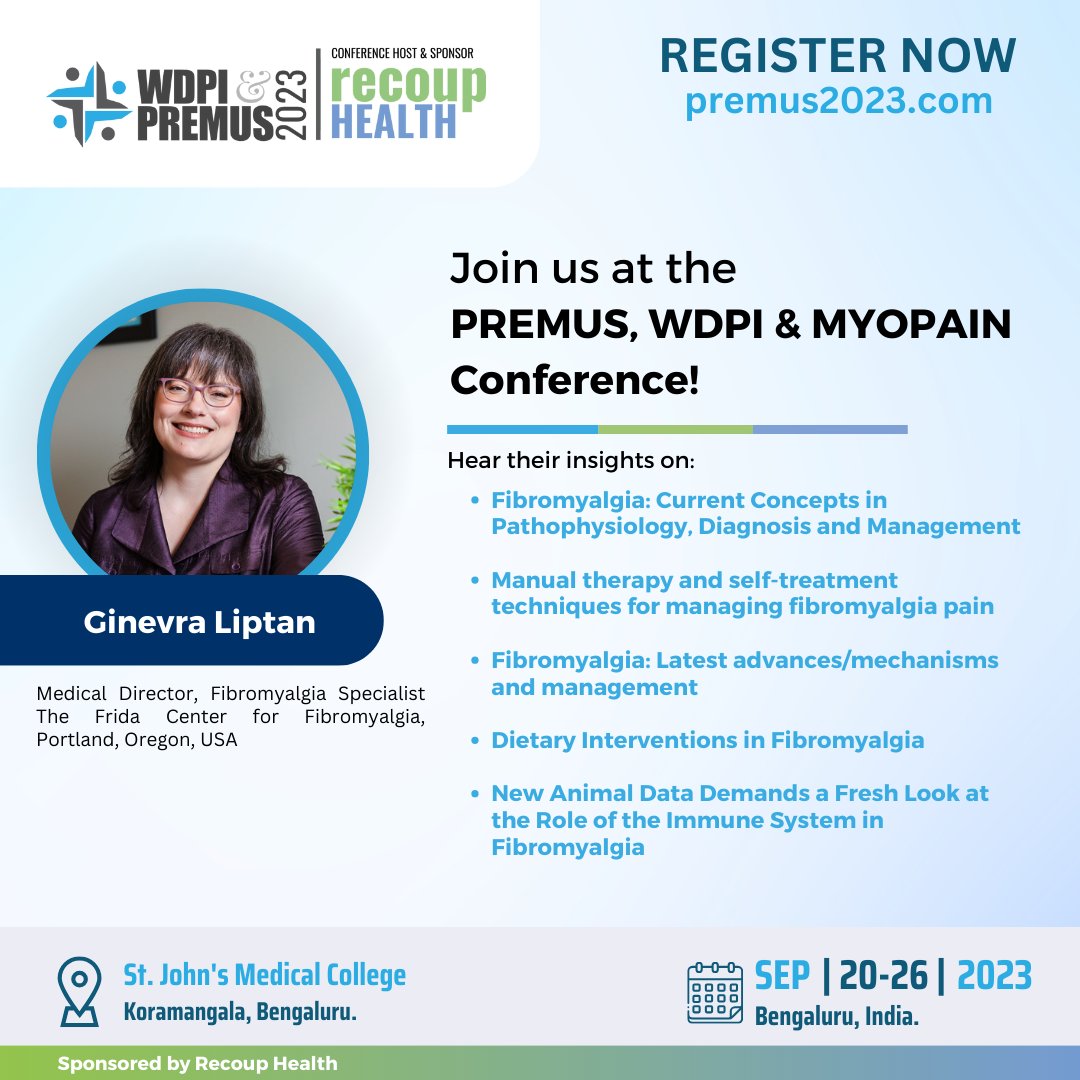 Premus_2023's tweet photo. Register now: https://t.co/PHVsodEdw8

Could immune system hold key to understanding Fibromyalgia?
Dive deep into our upcoming PREMUS, WDPI, &amp; MYOPAIN conference. Explore pathophysiology, pain management &amp; latest research in sessions led by global experts. https://t.co/wEIQWMulrY