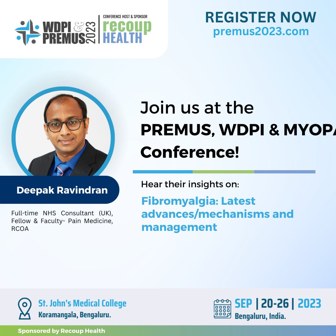 Premus_2023's tweet photo. Register now: https://t.co/PHVsodEdw8

Could immune system hold key to understanding Fibromyalgia?
Dive deep into our upcoming PREMUS, WDPI, &amp; MYOPAIN conference. Explore pathophysiology, pain management &amp; latest research in sessions led by global experts. https://t.co/wEIQWMulrY
